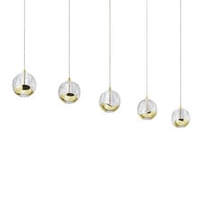 Elettra Glass & Stainless Orb 5 Light LED Linear Pendant